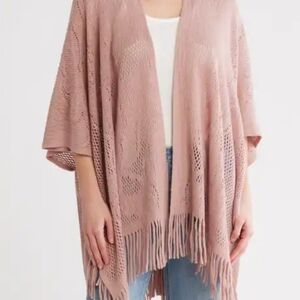 Vince Camuto Mauve Fringe Poncho